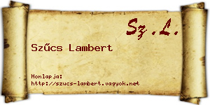 Szűcs Lambert névjegykártya
