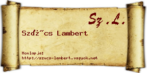 Szűcs Lambert névjegykártya