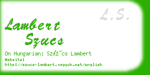 lambert szucs business card